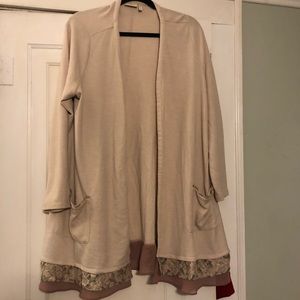 Logo by Lori Goldstein Lace Trimmed Cardigan